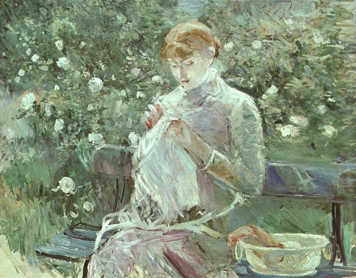 Berthe Morisot Young Woman Sewing in the Garden France oil painting art